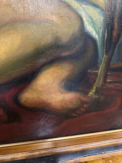 Olio su tela . L’infanzia di Zeus o di Giove .  Primi 800