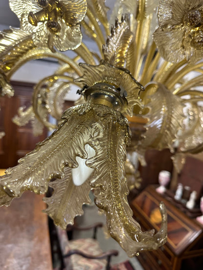 Lampadario in vetro di Murano. Barovier & Toso ( Venezia ) Primi XX secolo.  154 x 124.