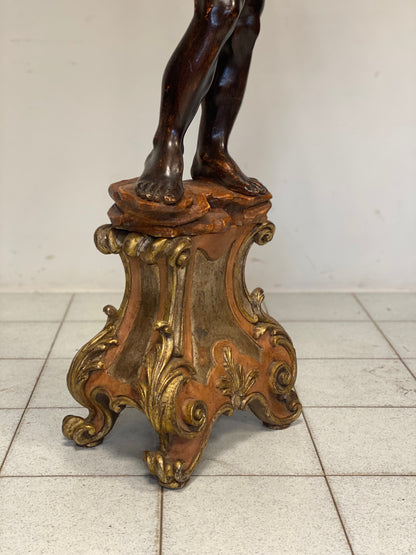 Moro di Venezia scultura in legno scolpito laccato dipinto e dorato epoca 800 . H 175 cm