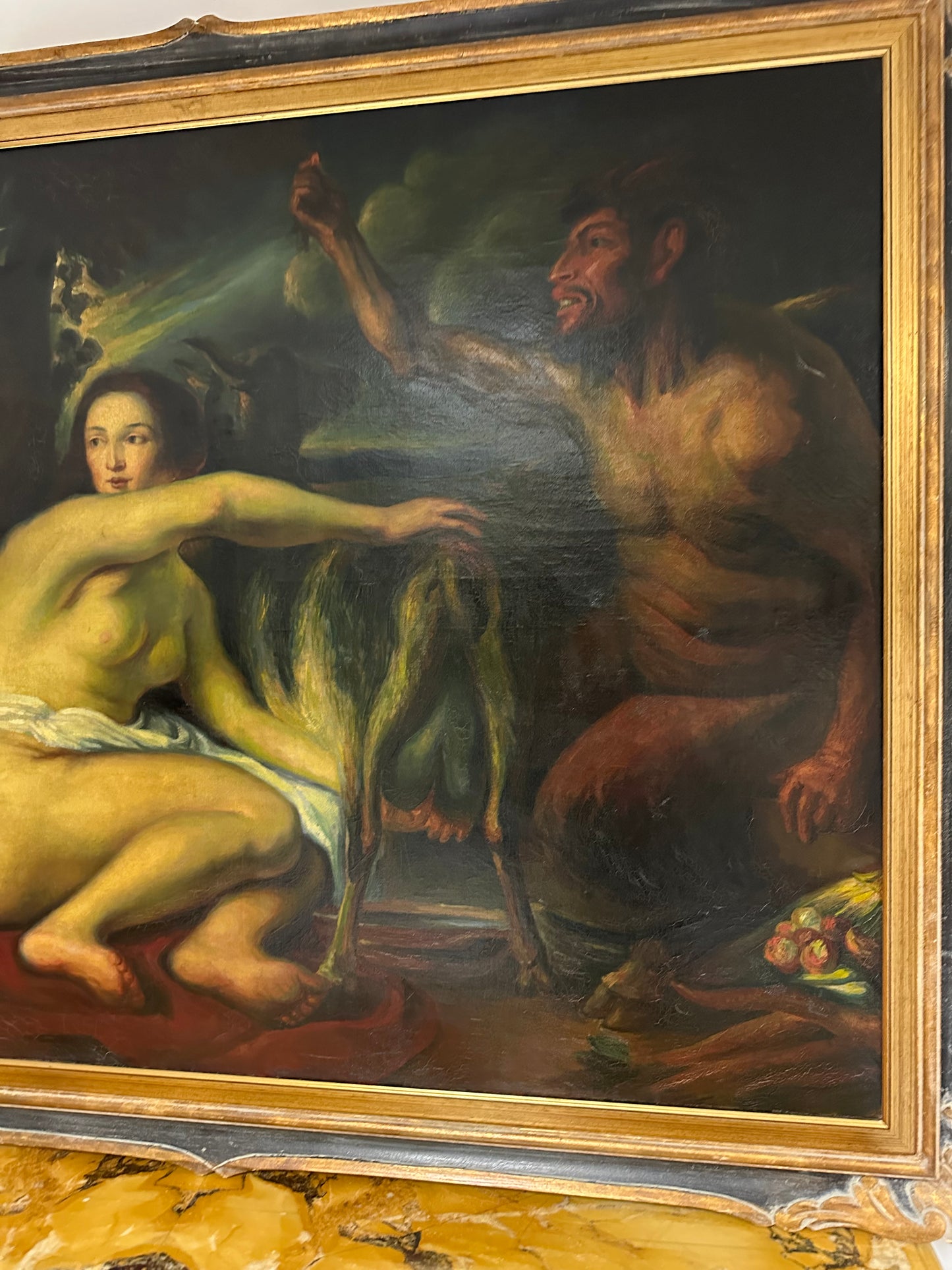 Olio su tela . L’infanzia di Zeus o di Giove .  Primi 800