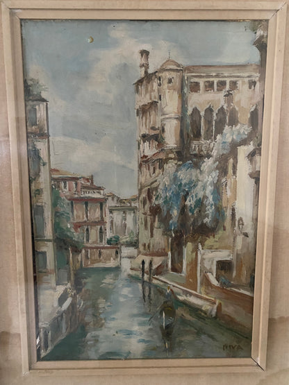 Painting. Venice oil on panel. Giuseppe Riva Ivrea, 1834 - 1916)