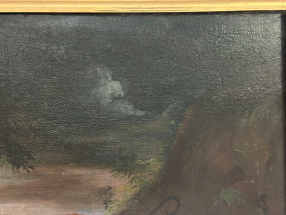 Olio su tela . Mosé con le figlie di Jetro.  XVIII secolo