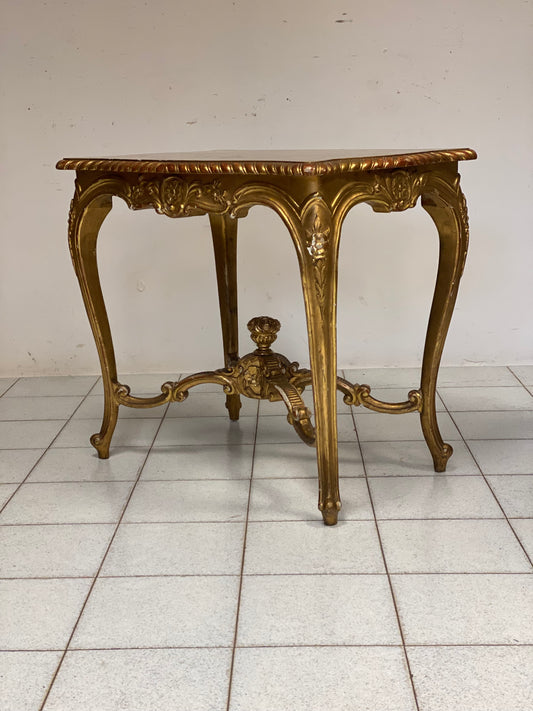 Lombard table in carved and gilded wood. 19th century