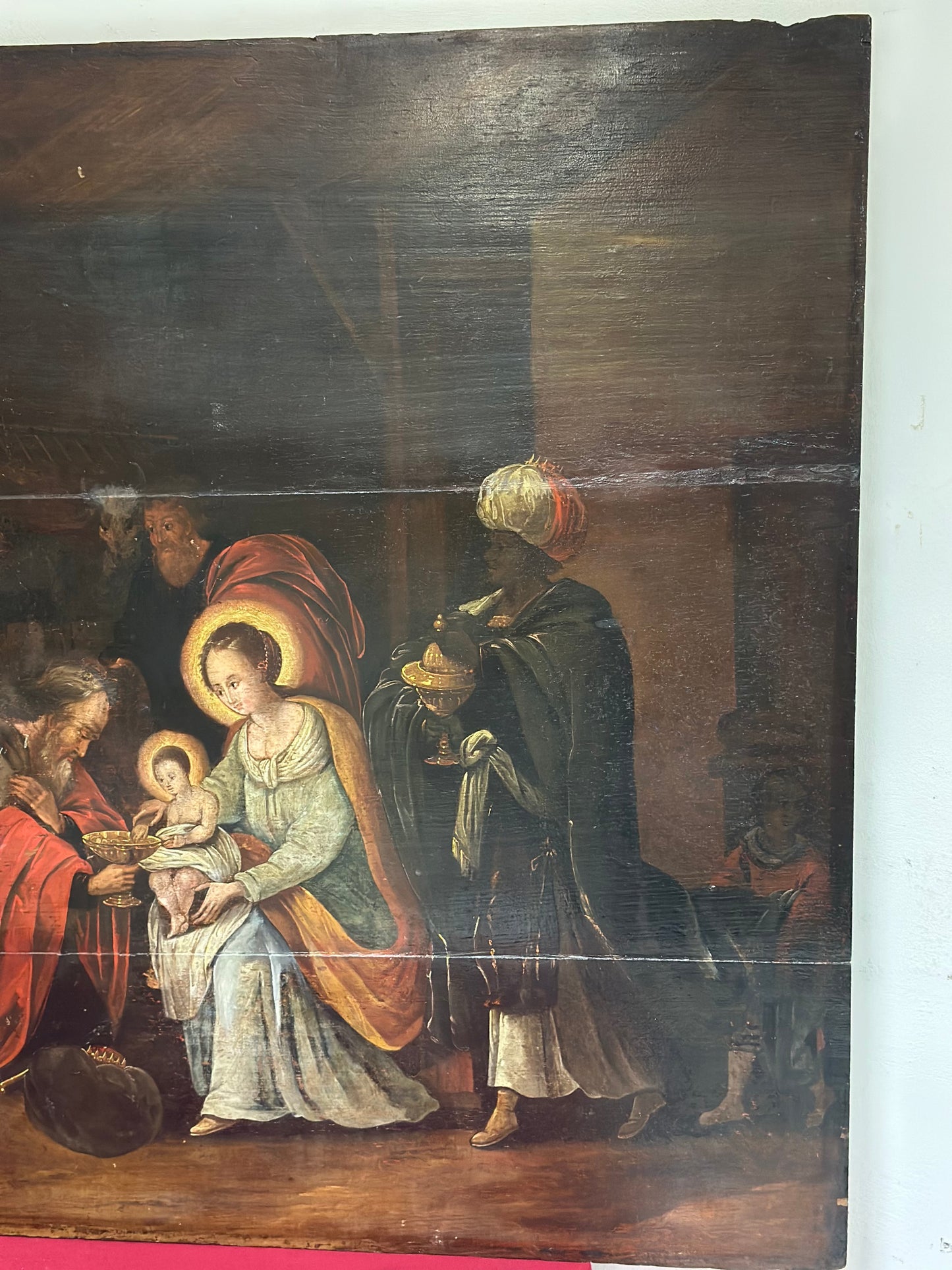 Autore: Cornelis de Baellieur (Anversa 1607-1671).
Soggetto: Adorazione dei Magi.
Tecnica e supporto: olio su tavola.
Dimensioni: 120 x 90.