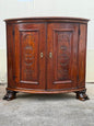 Corner cupboard in walnut curved on the front. Genoa 18th century
