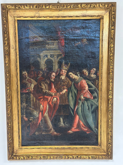 Sposalizio della Vergine.
olio su tela ,scuola toledana, entourage di Luis Tristán.