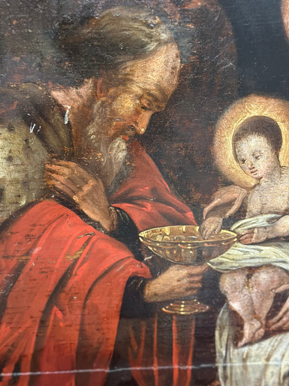 Autore: Cornelis de Baellieur (Anversa 1607-1671).
Soggetto: Adorazione dei Magi.
Tecnica e supporto: olio su tavola.
Dimensioni: 120 x 90.