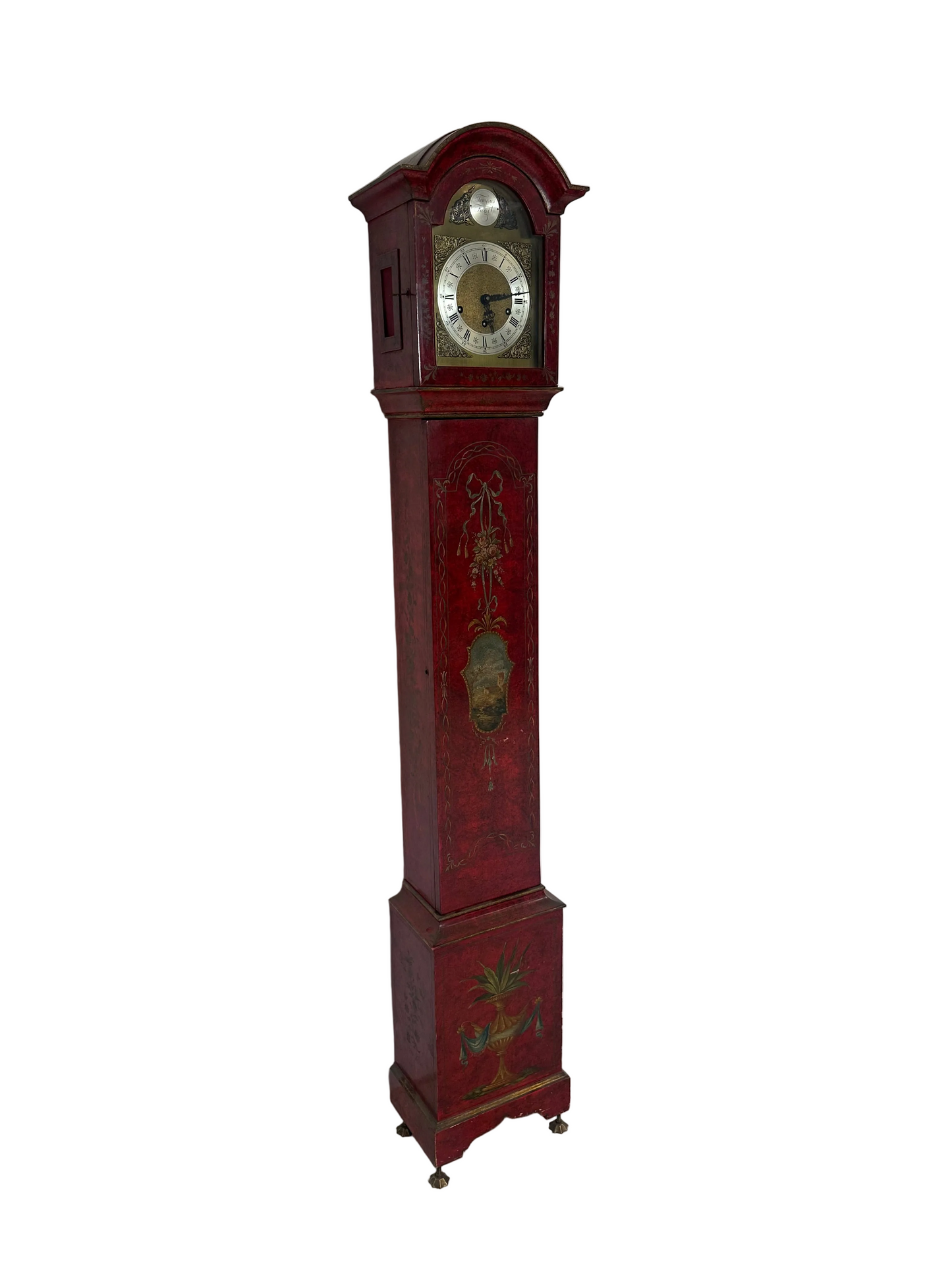 Orologio a pendolo laccato dipinto XX secolo