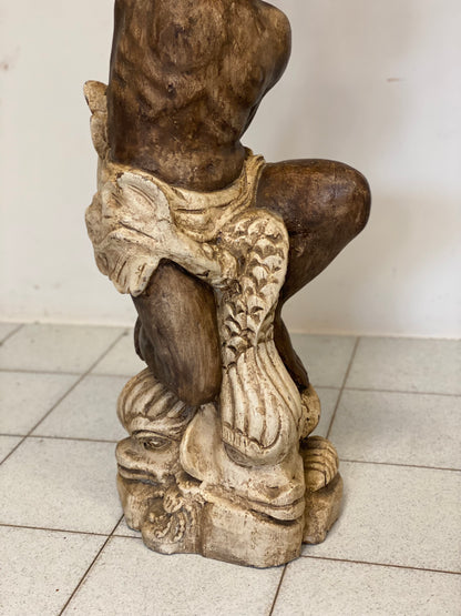 Moro veneziano scultura in legno scolpito laccato sei lumi . XIX secolo