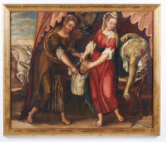 Judith with the Head of Holofernes oil on canvas, 109 x 92 cm. Author: Venetian school late 17th century, workshop of Andrea Schiavone 