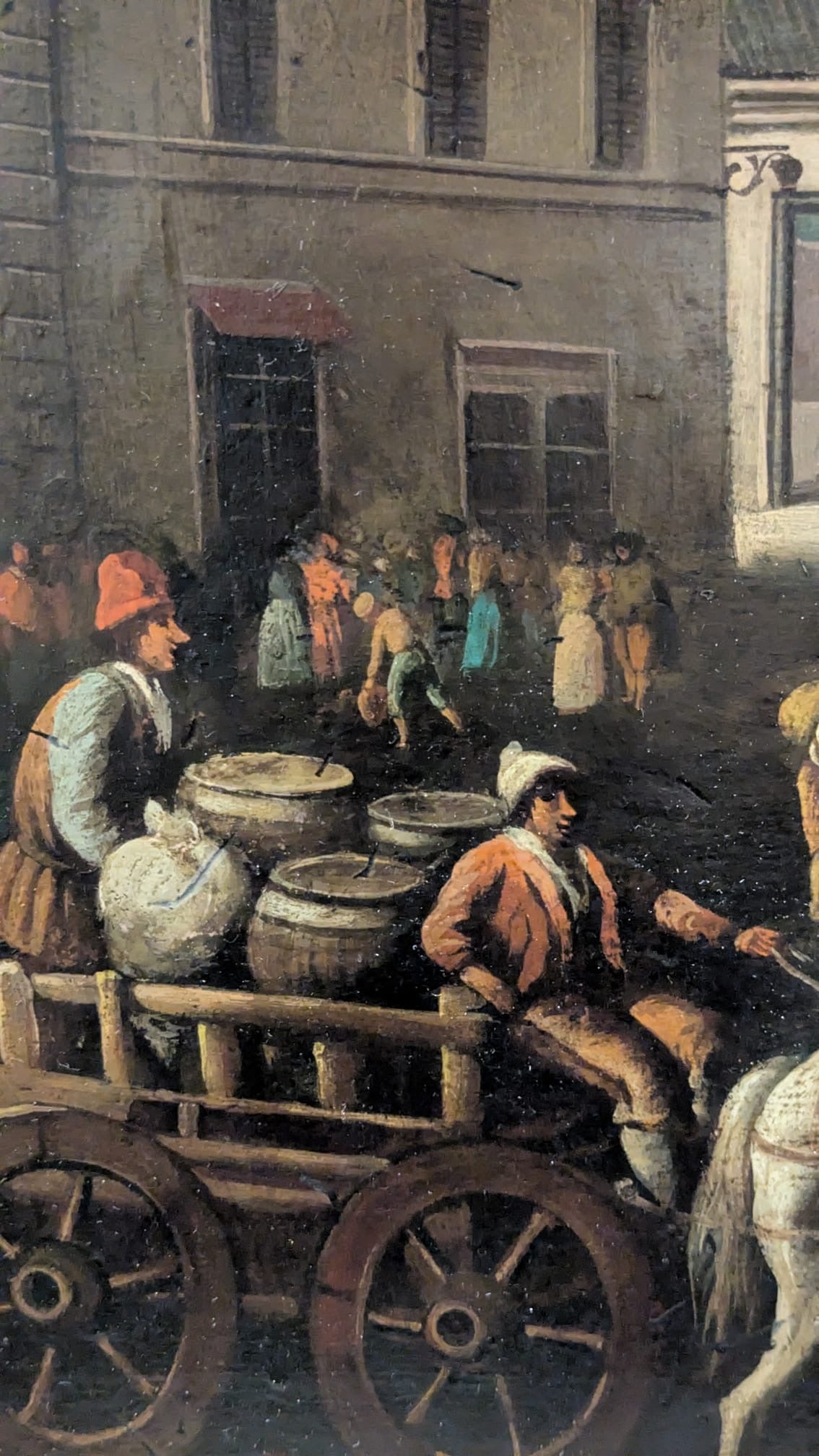 Olio su tavola . Paesaggio urbano XVII secolo