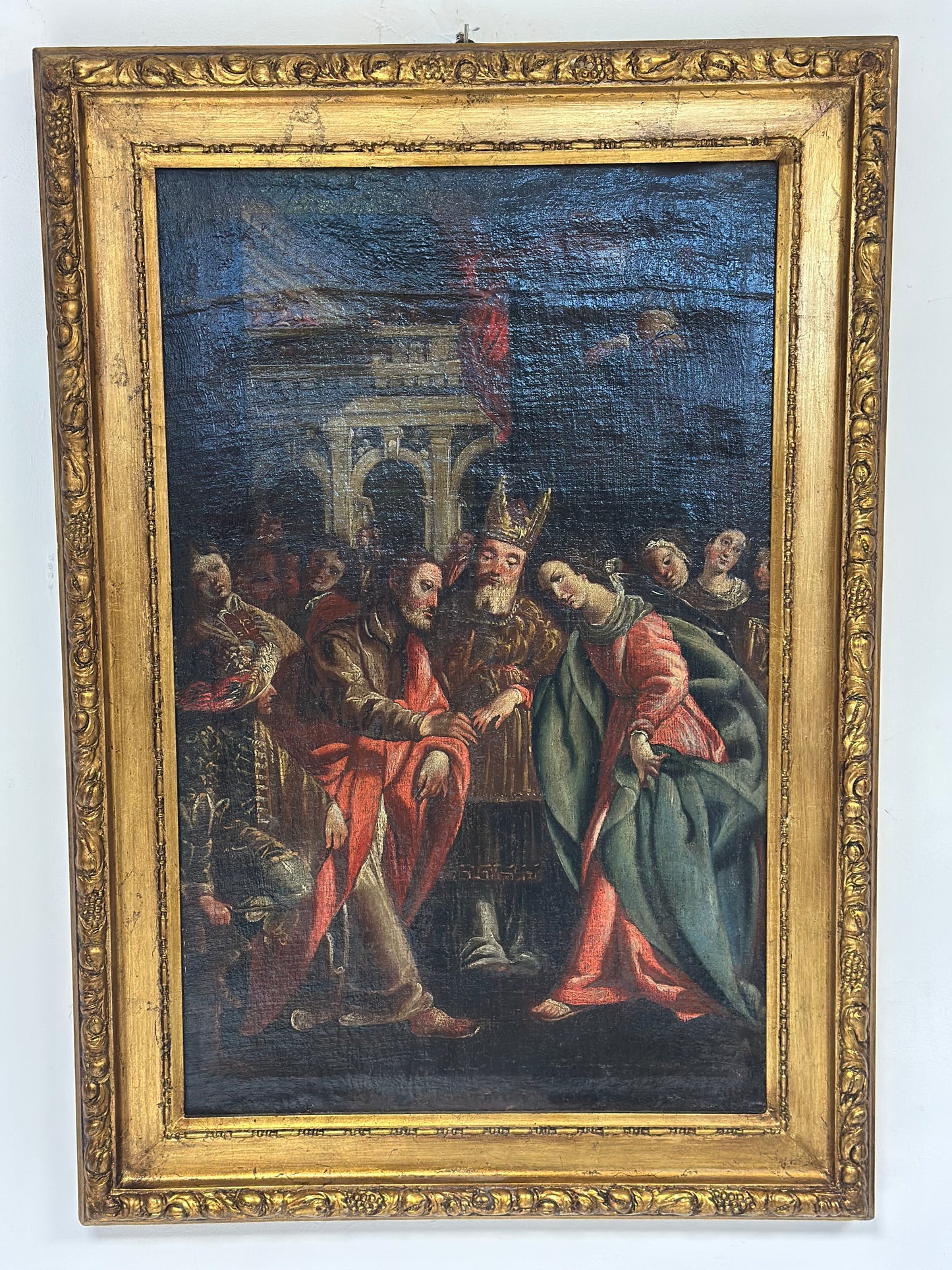 Sposalizio della Vergine.
olio su tela ,scuola toledana, entourage di Luis Tristán.