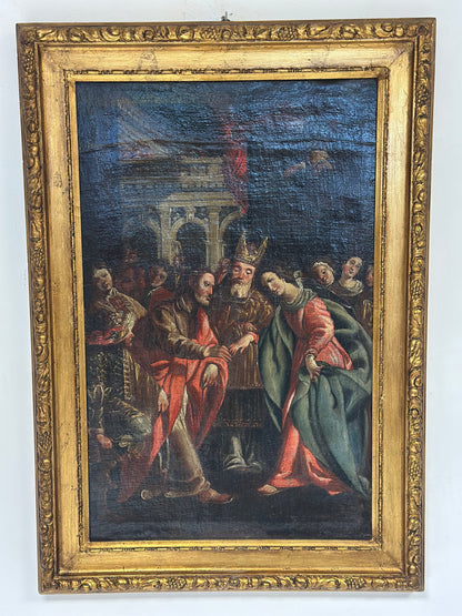 Sposalizio della Vergine.
olio su tela ,scuola toledana, entourage di Luis Tristán.
