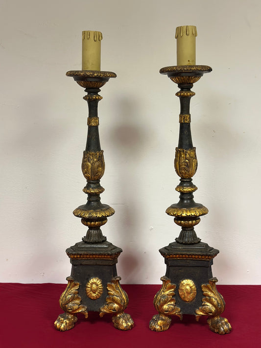 Coppia di candelieri Luigi XIV da palazzo. Lombardia 700