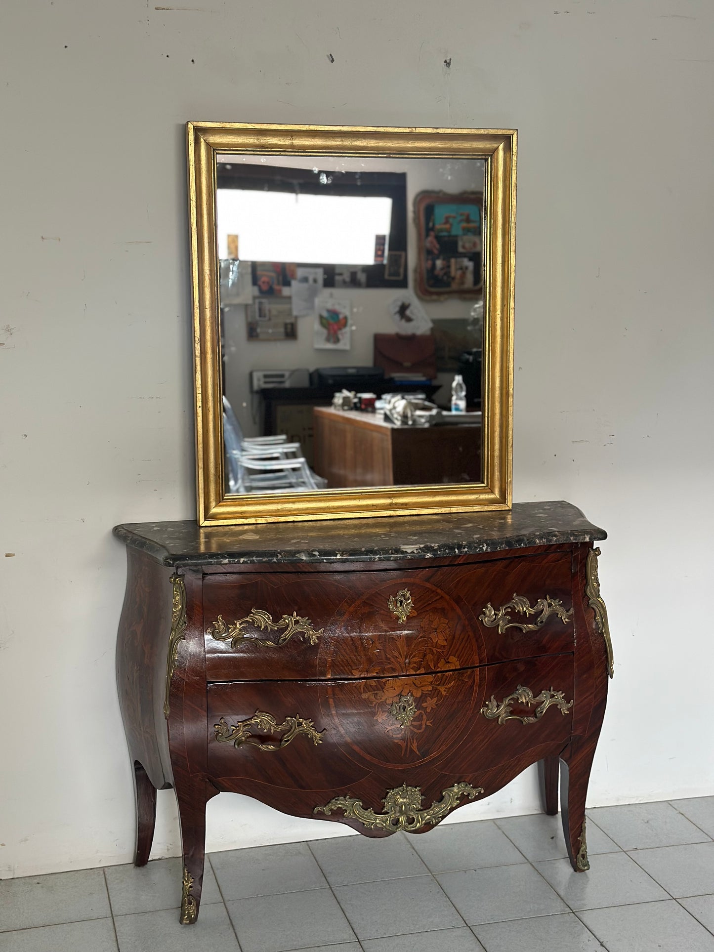specchiera impero in legno dorato XIXsecolo restaurata