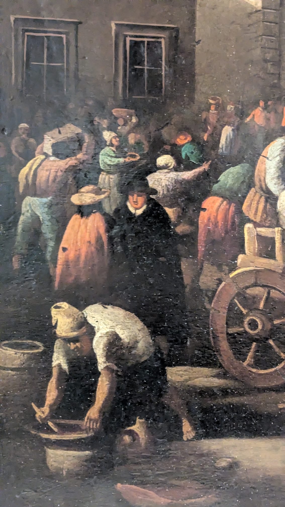 Olio su tavola . Paesaggio urbano XVII secolo