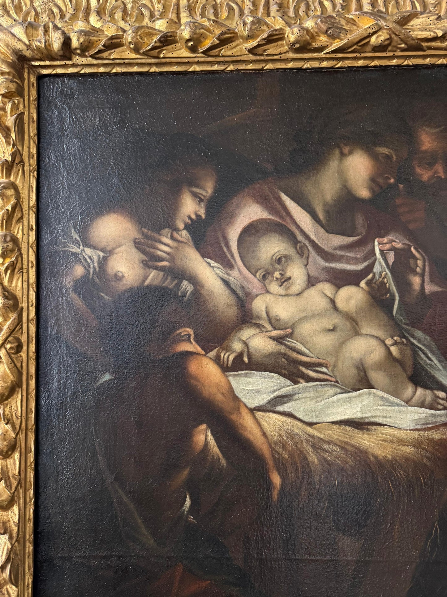 Olio su tela natività . Scuola veneta XVII secolo ambito di Antonio Balestra