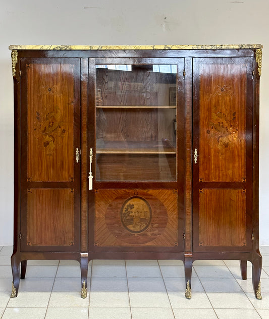 Napoleon III inlaid veneered bookcase