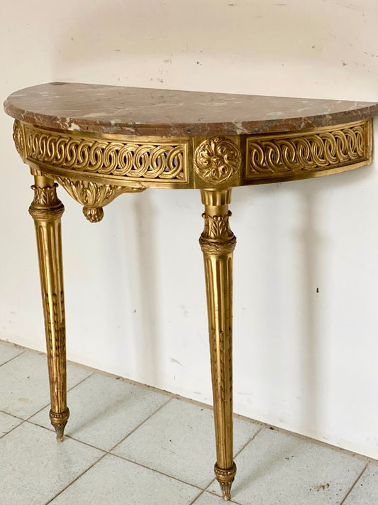 Louis XVI gilded crescent console