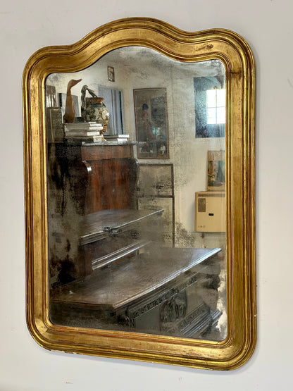 Specchiera lombarda foglia oro Luigi Filippo . 126 x 93 XIX secolo