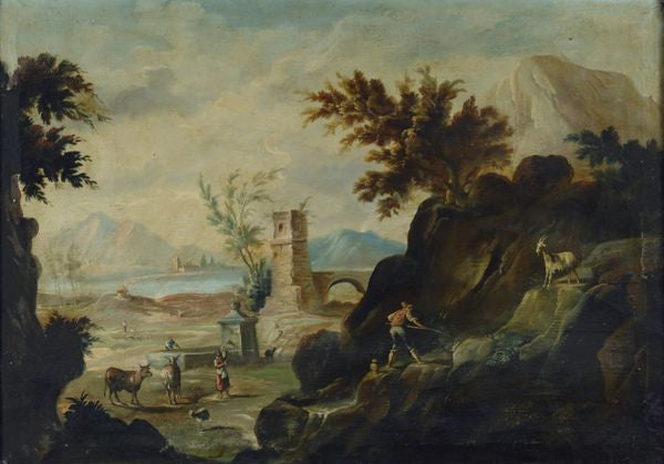 Olio su tela . Paesaggio XVIII secolo