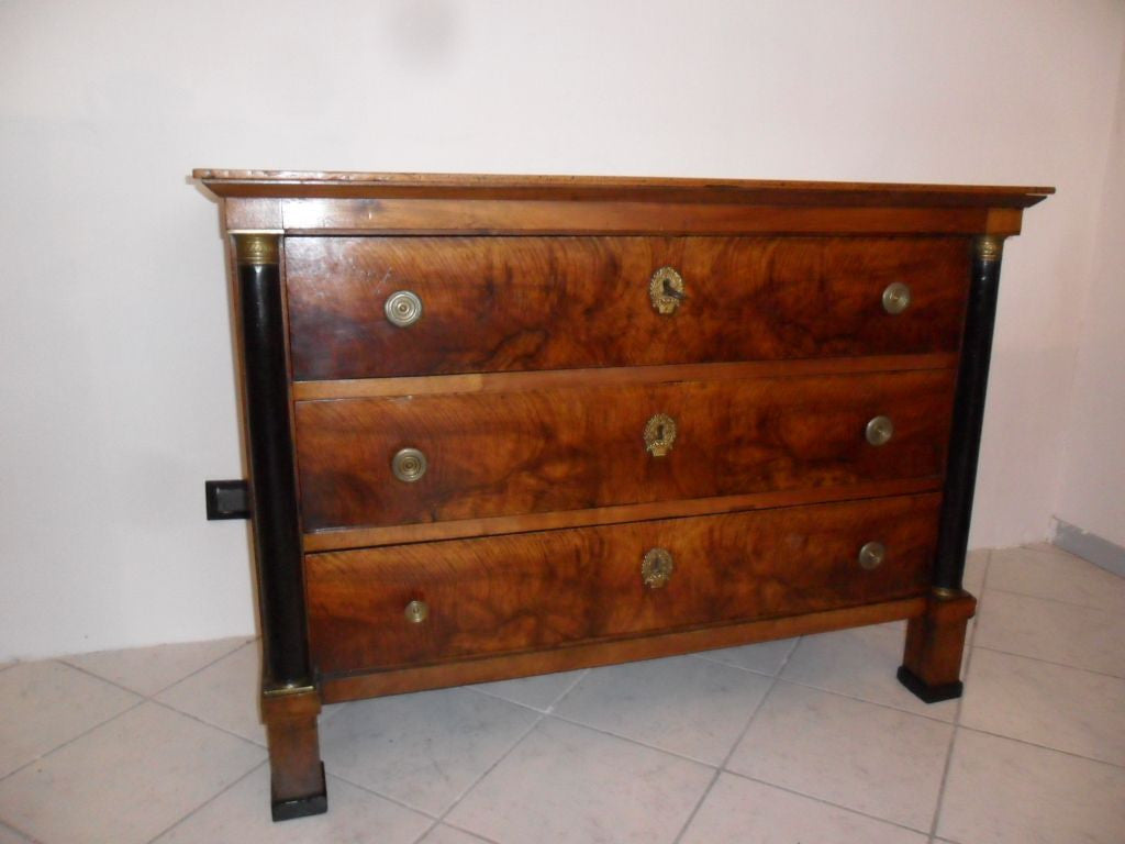 Empire walnut chest of drawers with flap