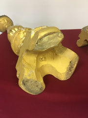 Coppia di candelieri lombardi oro zecchino . Fine 700