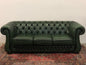 Divano chesterfield tre posti cuoio verde inglese
