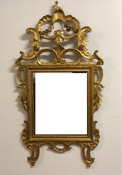 Specchiera lombarda in legno intagliato e dorato periodo impero