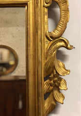 Specchiera lombarda in legno intagliato e dorato periodo impero