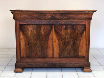 Charles X walnut sideboard in walnut feather