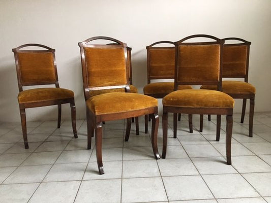 Sei sedie impero in noce lombarde