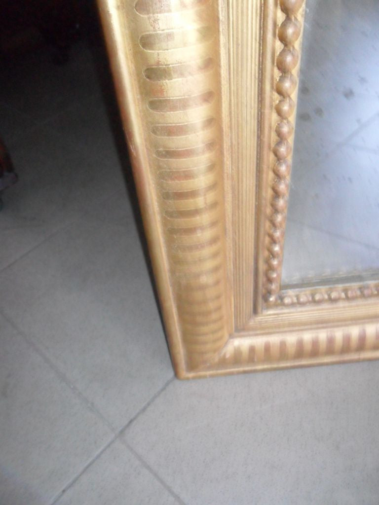 Large Charles X mirror in pure gold. Mercury glass 173 x 96