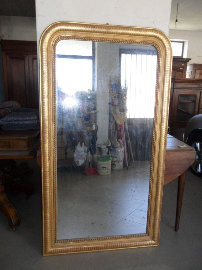 Large Charles X mirror in pure gold. Mercury glass 173 x 96