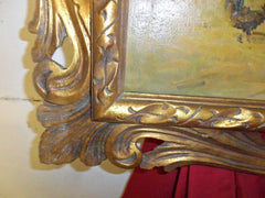 Olio su legno scena di interno con cornice