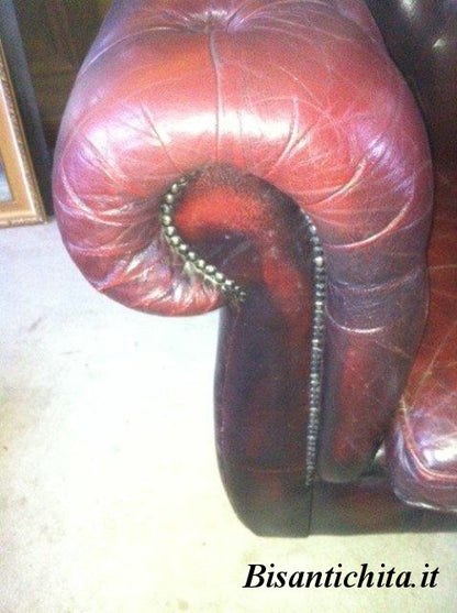 Chesterfield 1950's two-seater leather sofa