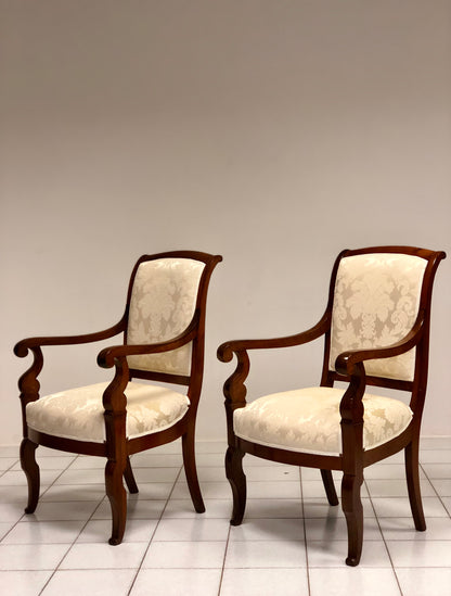Pair of Empire Walnut Armchairs