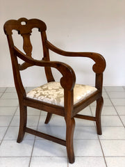 Poltrona impero lombarda in noce . XIX secolo