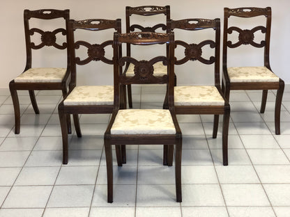 Six Lombard Carlo X walnut chairs