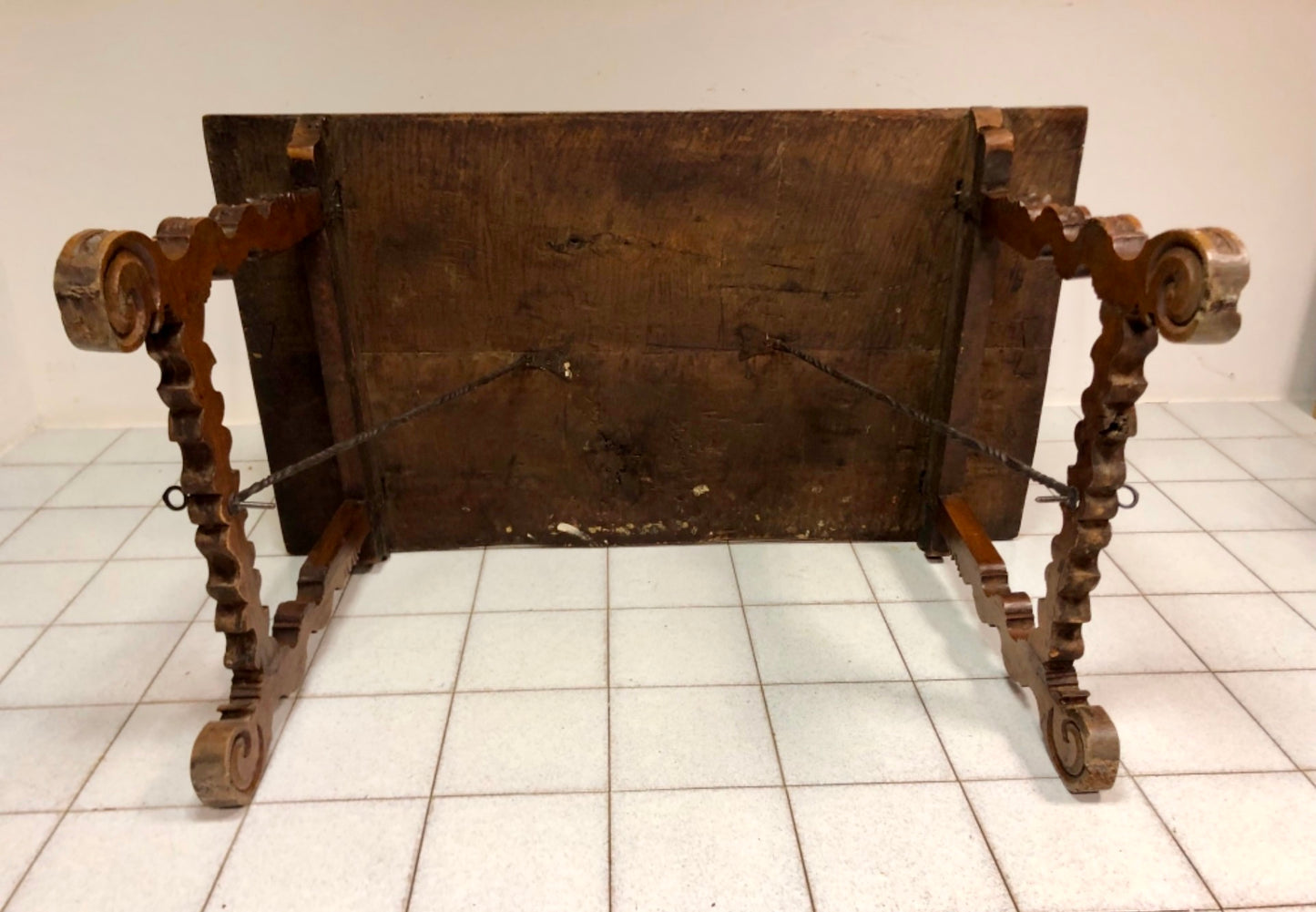 Walnut travel refectory table. 17th century