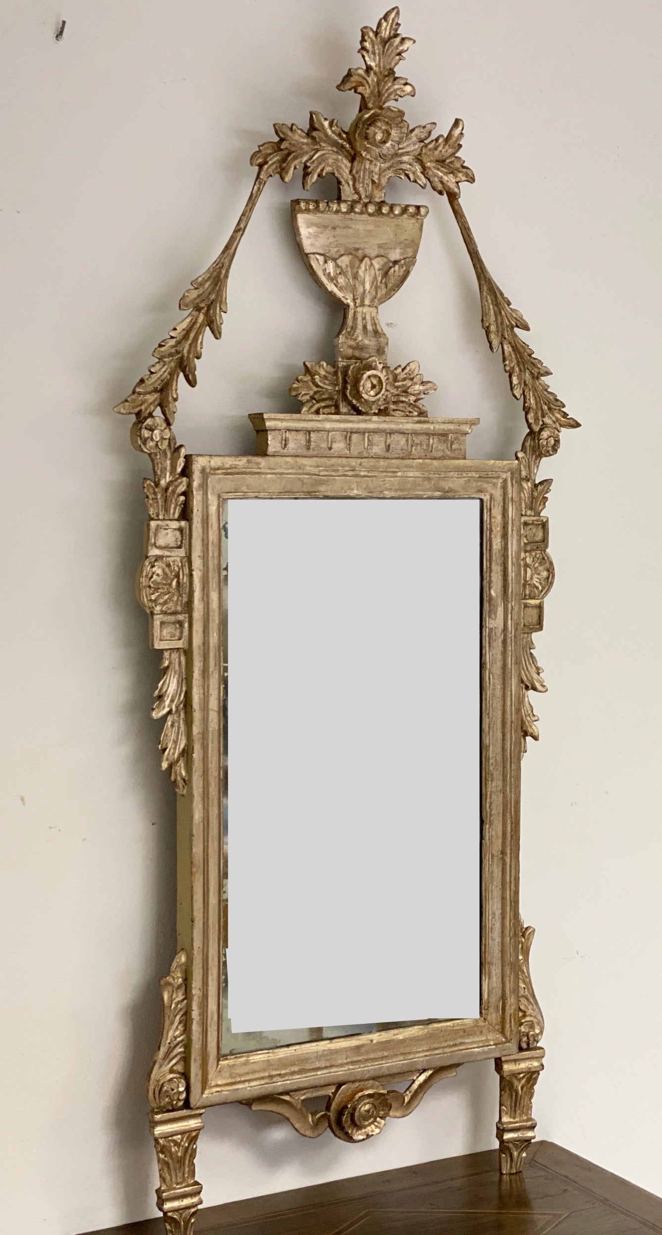 Lombard Empire period mirror with silver leaf. Early 19th century