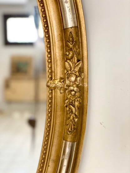 Lombard Charles X oval mirror in pure gold