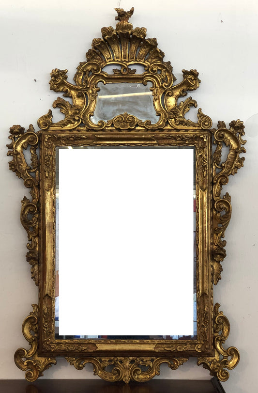 Lombard mirror in carved wood and gilded in pure gold