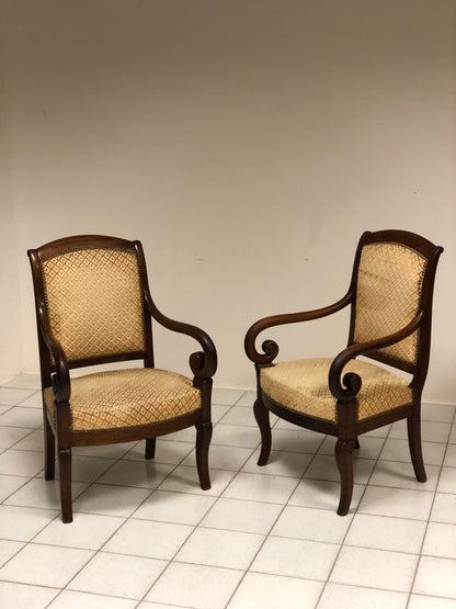 Coppia di poltrone impero in noce primo 800