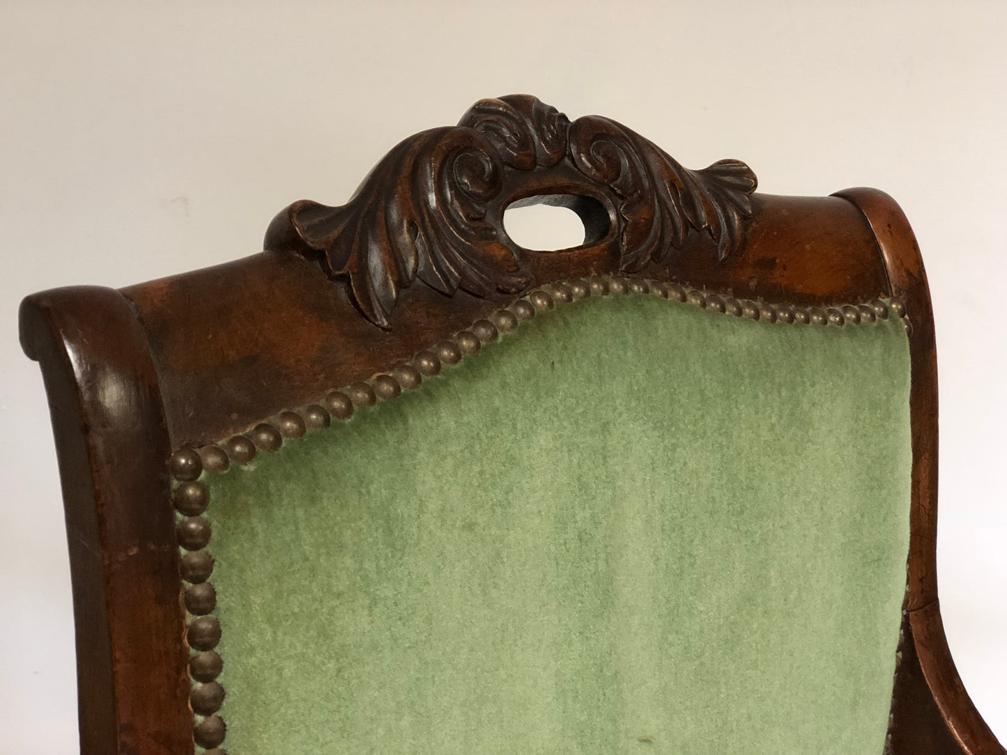 Pair of Lombard Empire Walnut Armchairs. Early 19th Century