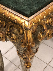Consolles intagliata dorata argentata piano marmo .XVIII secolo