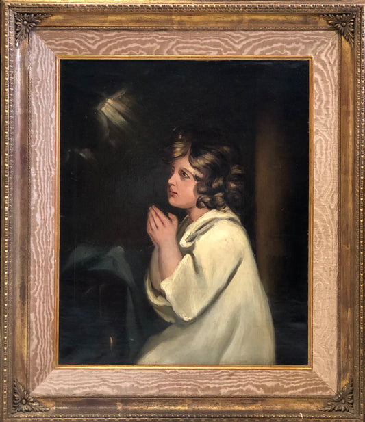 Oil on canvas. Little girl praying. The Infant Samuel.