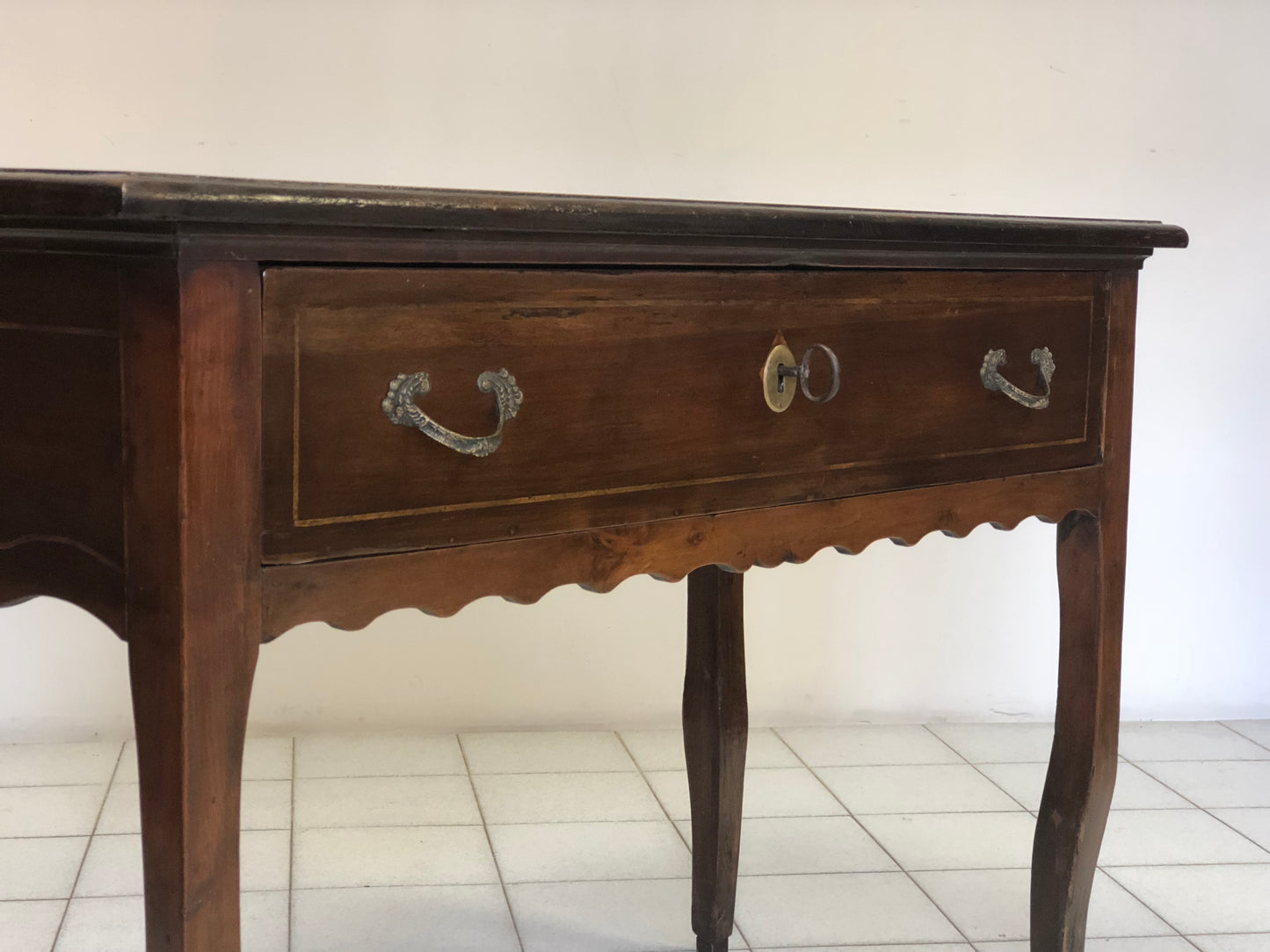 Walnut console writing table