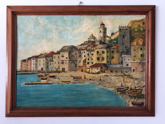 Author: Andrea Folis Oil on panel Ligurian coast early 1900s signed