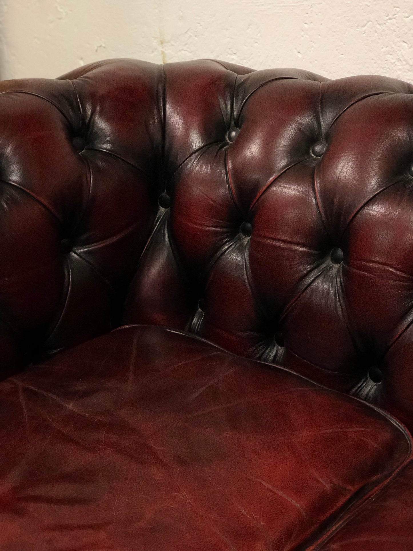 Chesterfield leather three seater sofa. England 70s